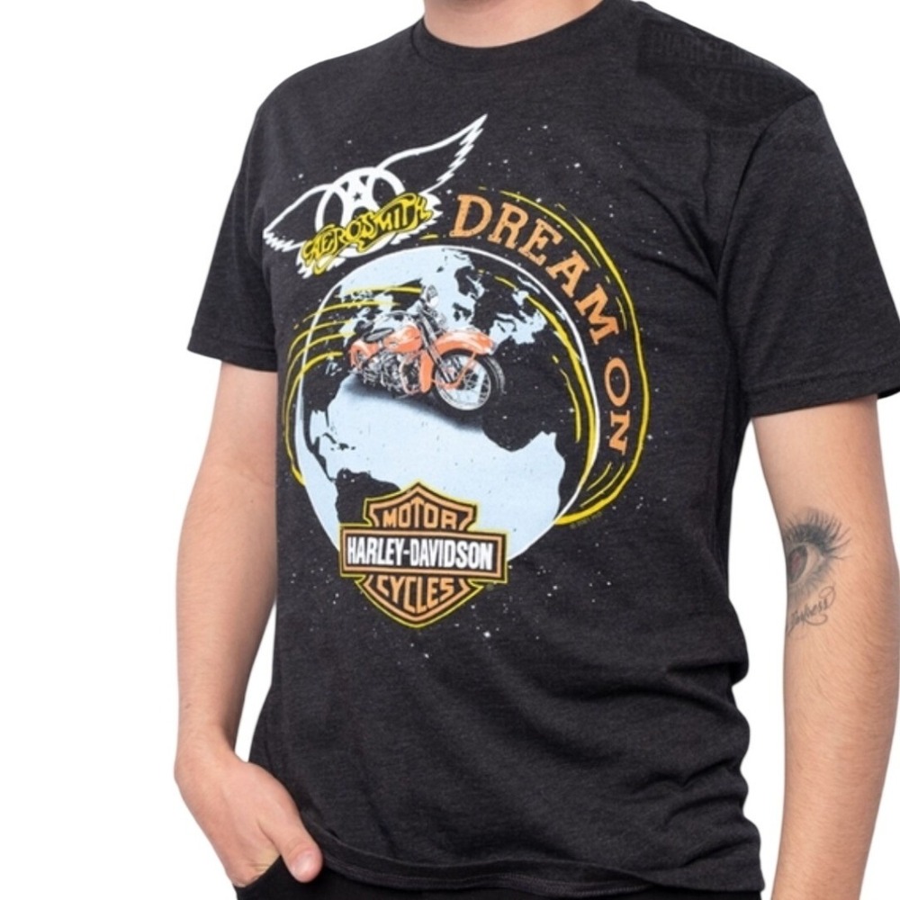 Harley-Davidson Aerosmith Dream On Graphic T-Shirt Charcoal Grey XL Mens